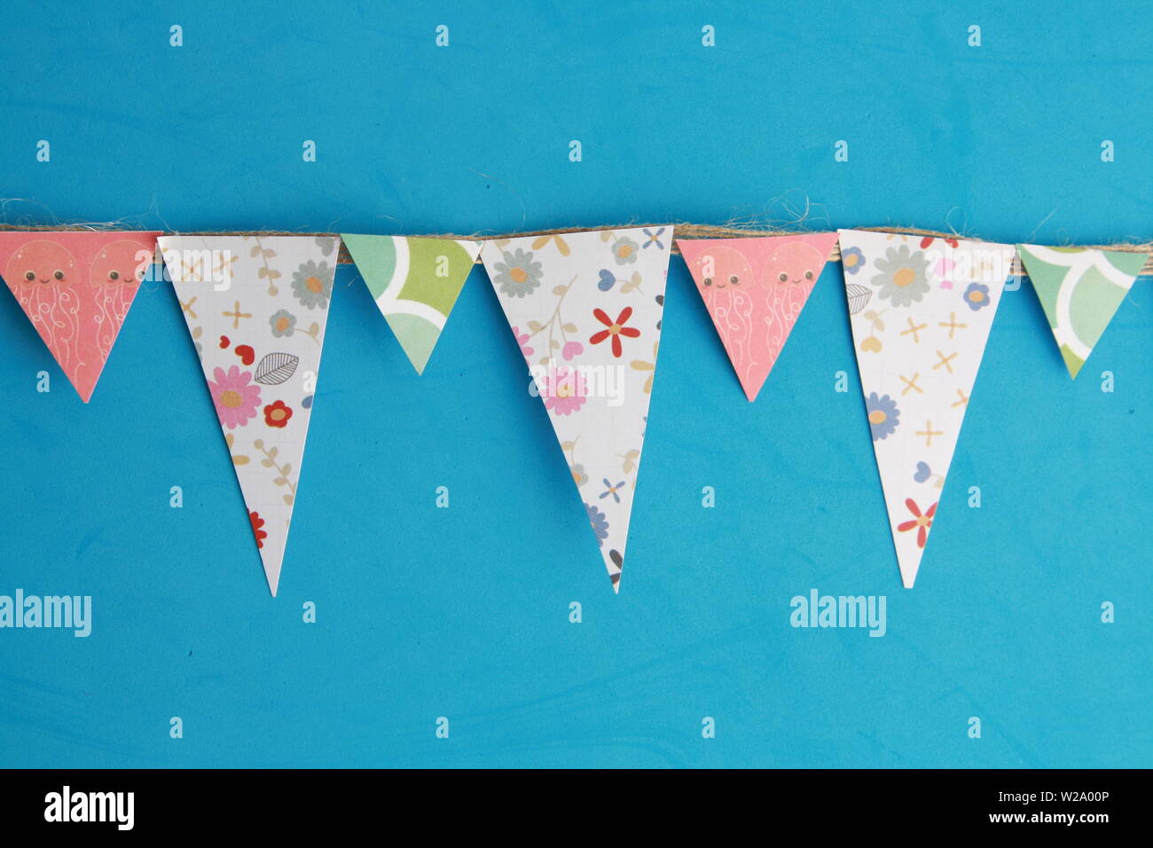 Bunting colorful triangular flags hi-res stock photography and images ...