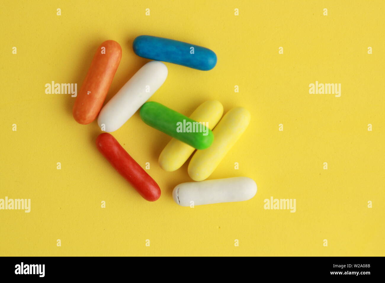 Fruit flavored colorful candy jelly bean gummies Stock Photo