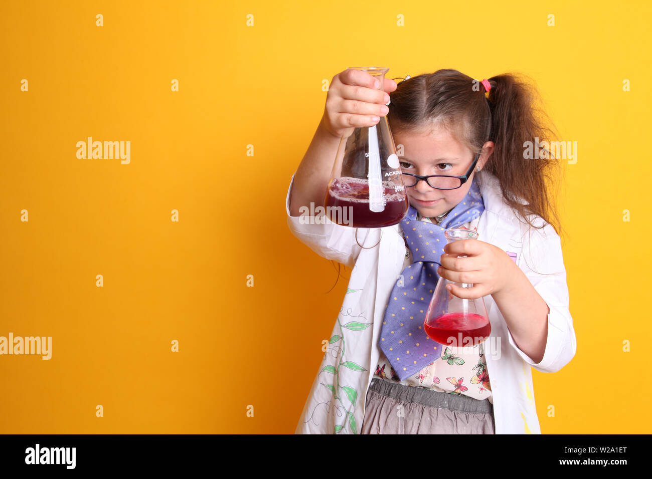 MR - Science Experiment Geek Young Girl Age 7 measuring liquid ...