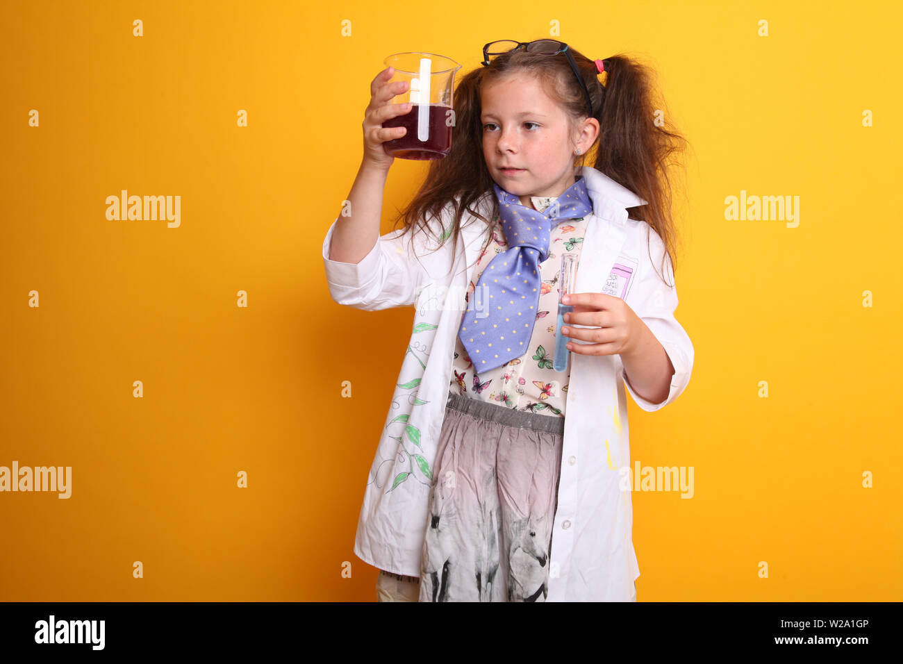 MR Science Geek Young Girl / Female Age 7 child checking