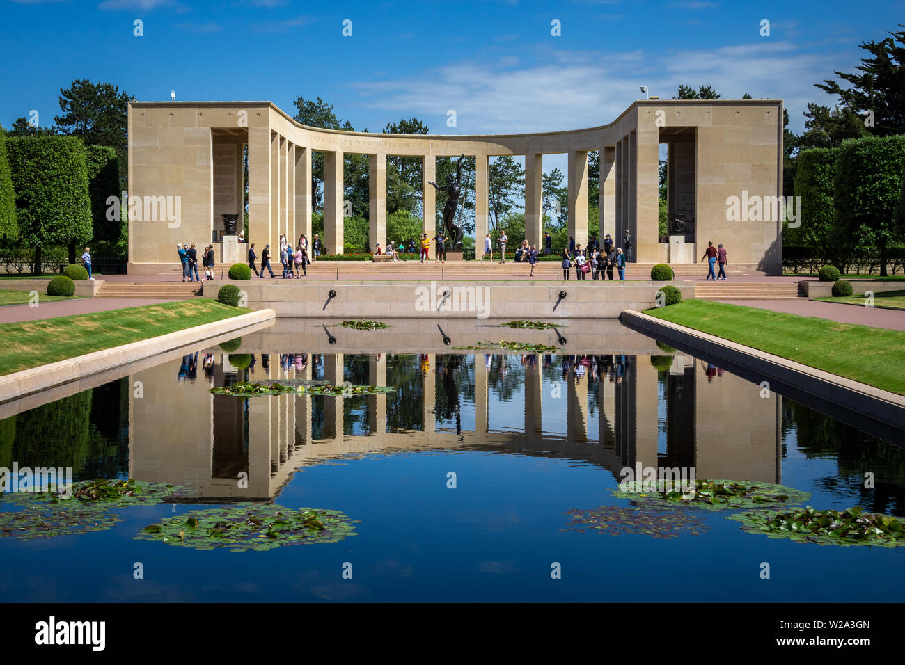 World War Two D-day memorial in the Normandy American Cemetery at Colleville-sur-Mer, France. Stock Photo