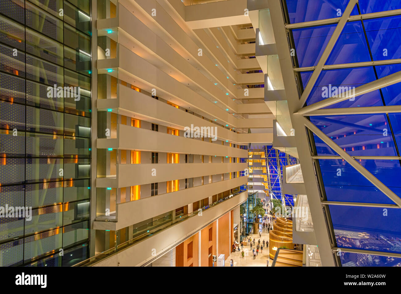 Interior of the hotel lobby of Marina Bay Sands Hotel Singapore Stock Photo