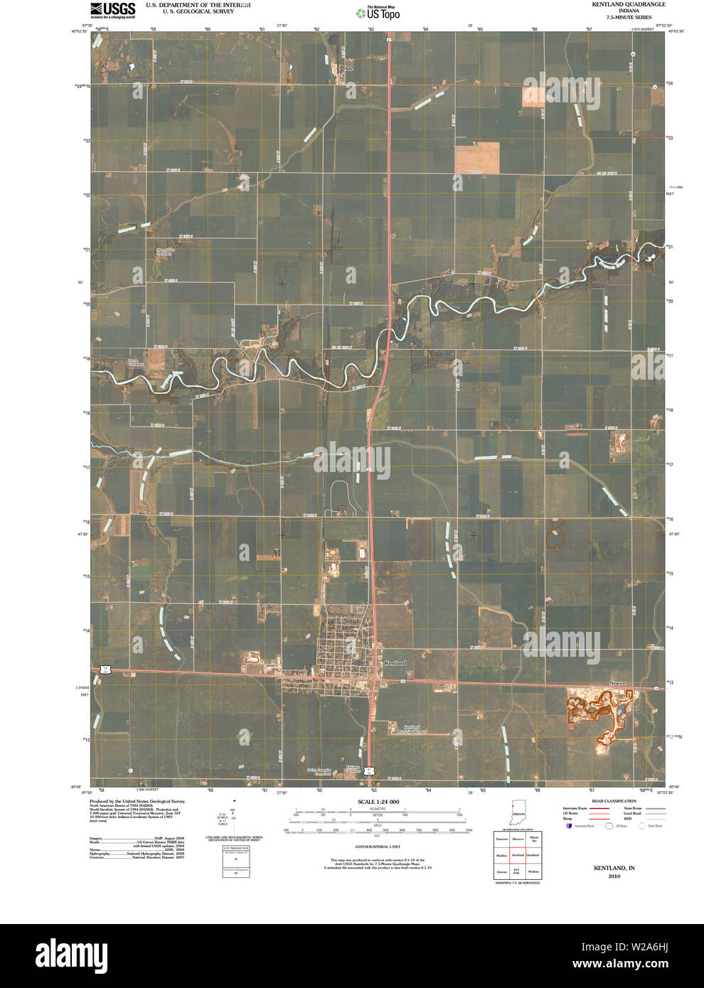USGS TOPO Map Indiana IN Kentland 20100526 TM Restoration Stock Photo