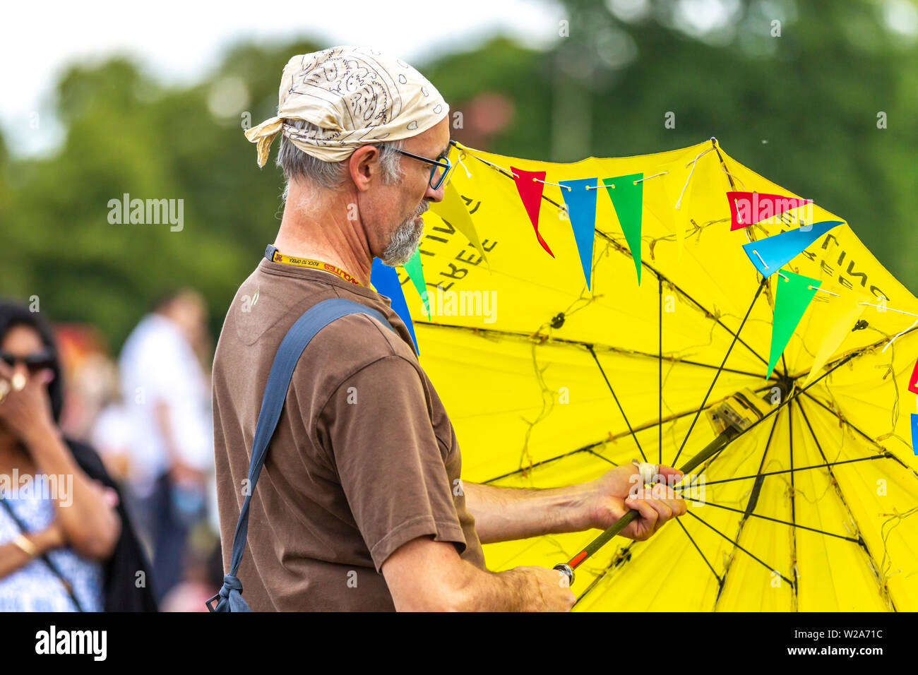 Northampton, UK. 7th July 2019. Northampton Town Show. Today Sunday the last day of the show the weather has greatly improved from yesterday bringing lots of people out and about. Credit: Keith J Smith./Alamy Live News. Credit: Keith J Smith./Alamy Live News Stock Photo