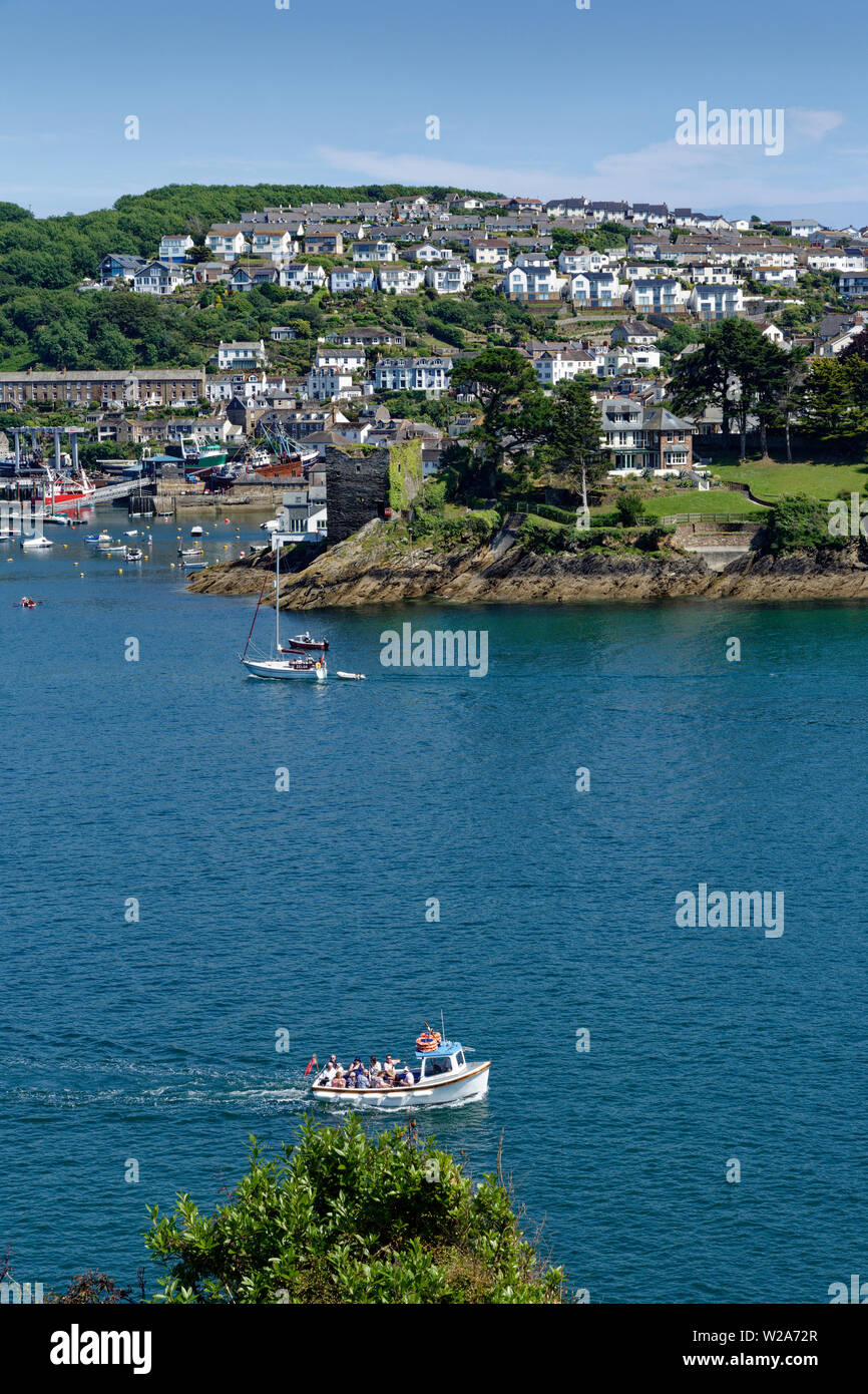 The small community of Polruan sits on the east side of the beautiful River Fowey in Cornwall, South West England Stock Photo
