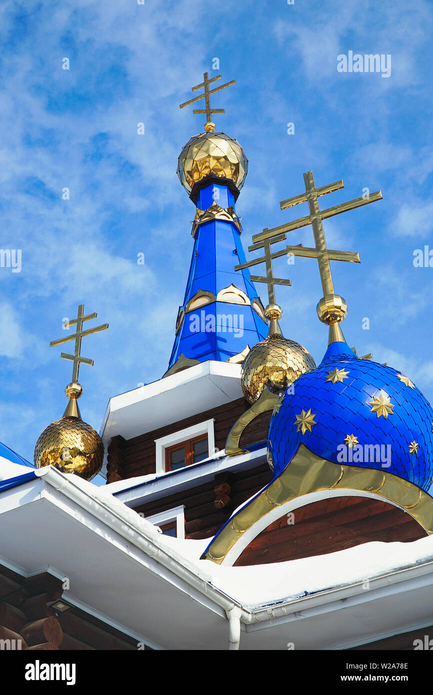 Orthodox crosses on domes of the Church Stock Photo - Alamy