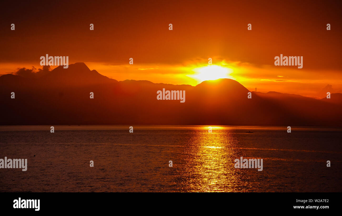 Sunset over Siquijor Island, the Philippines. Stock Photo