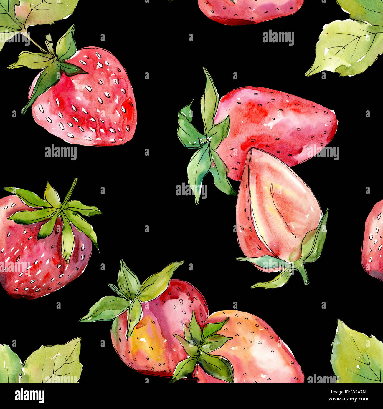Strawberry healthy food fresh berry. Watercolor background illustration ...