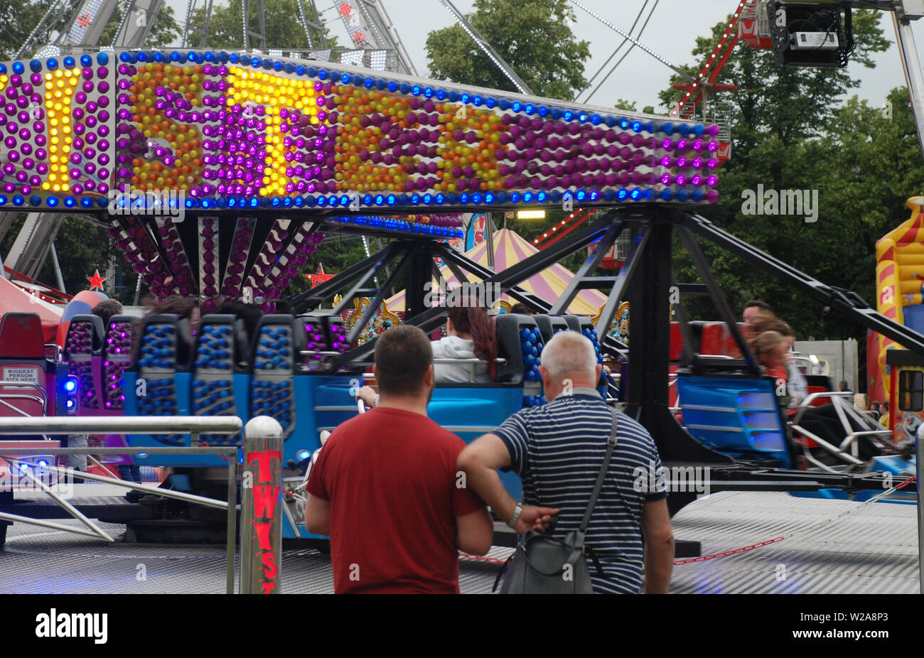 a general view of the funfair at the 2019 Northampton town show Stock Photo