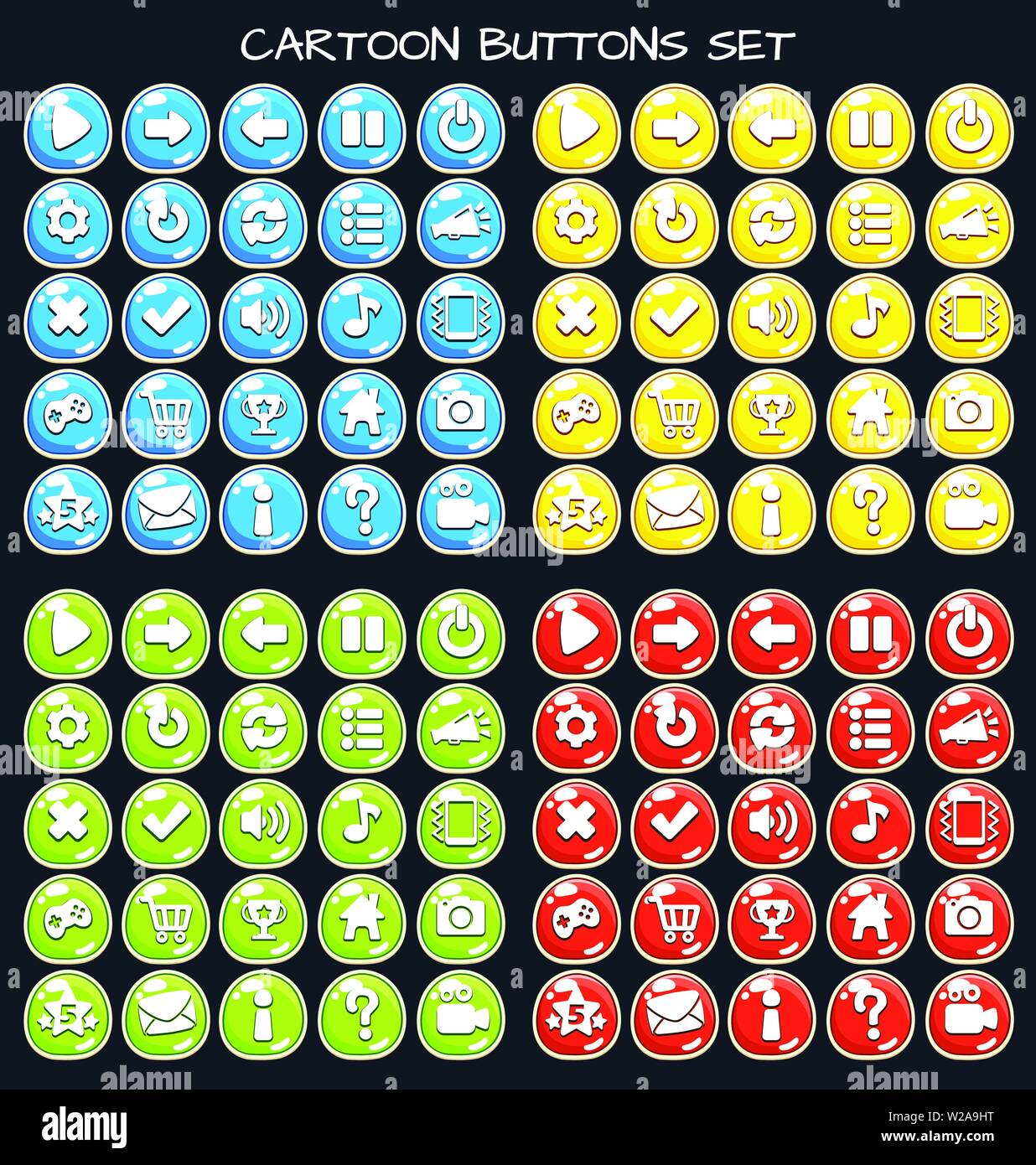 Cartoon button set game pack, GUI element for mobile gameCartoon ...