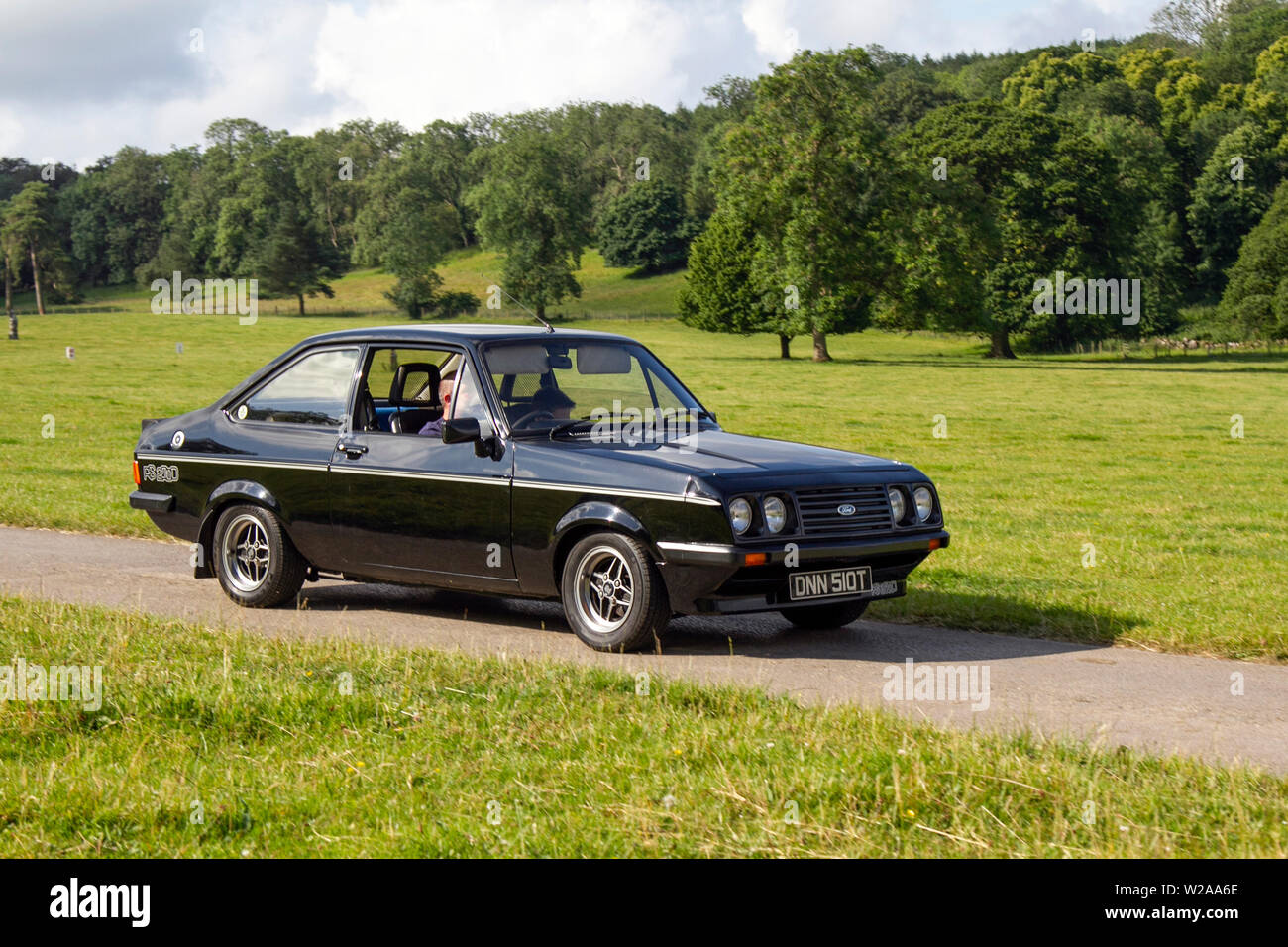 1979 70s black Ford Escort RS sports car at Classic Car Rally Mark