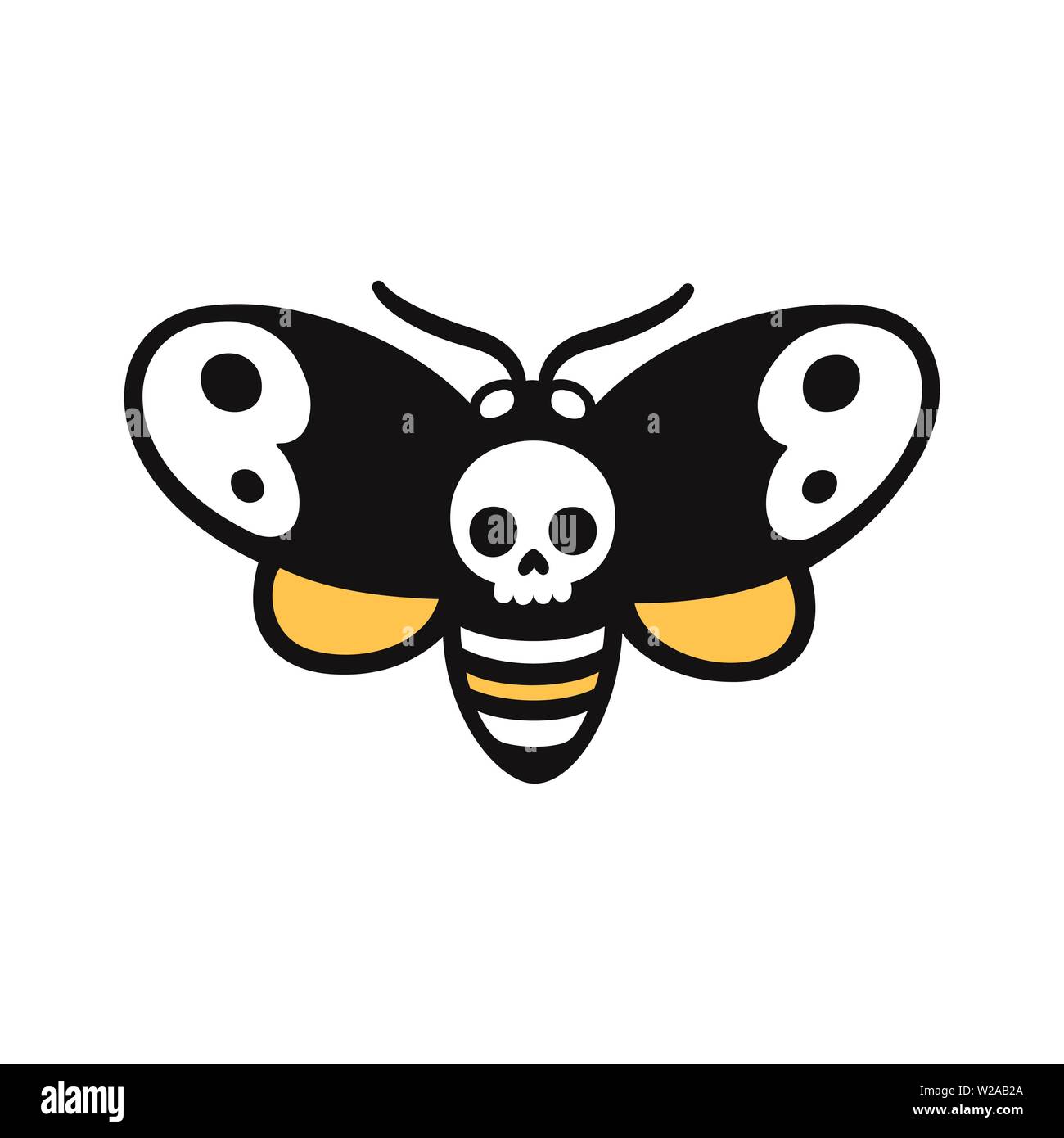 Cartoon Drawing Of Death S Head Hawkmoth Moth With Skull Shape