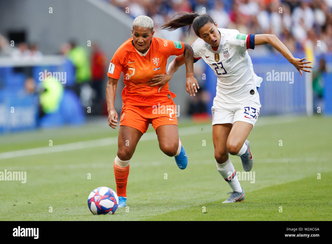 7 July 2019 Lyon France Fifa Women S World Cup France 2019 Final Usa V Netherlands L R Shanice Van De Sanden Of The Netherlands And Christen Press Of Usa Stock Photo Alamy