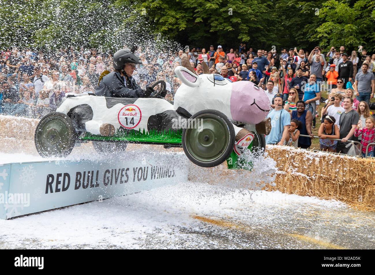 London, UK. Sunday 7 July 2019. teams compete in The Red Bull Soapbox ...
