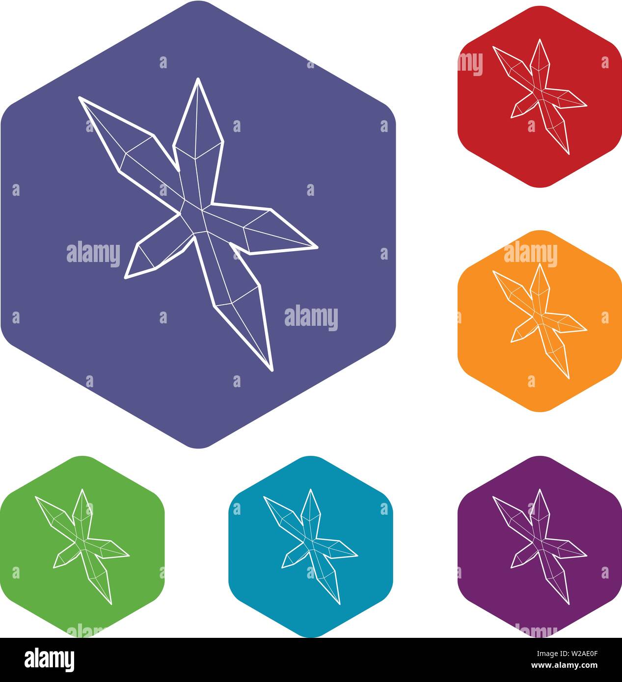 Pointed star icons vector hexahedron Stock Vector