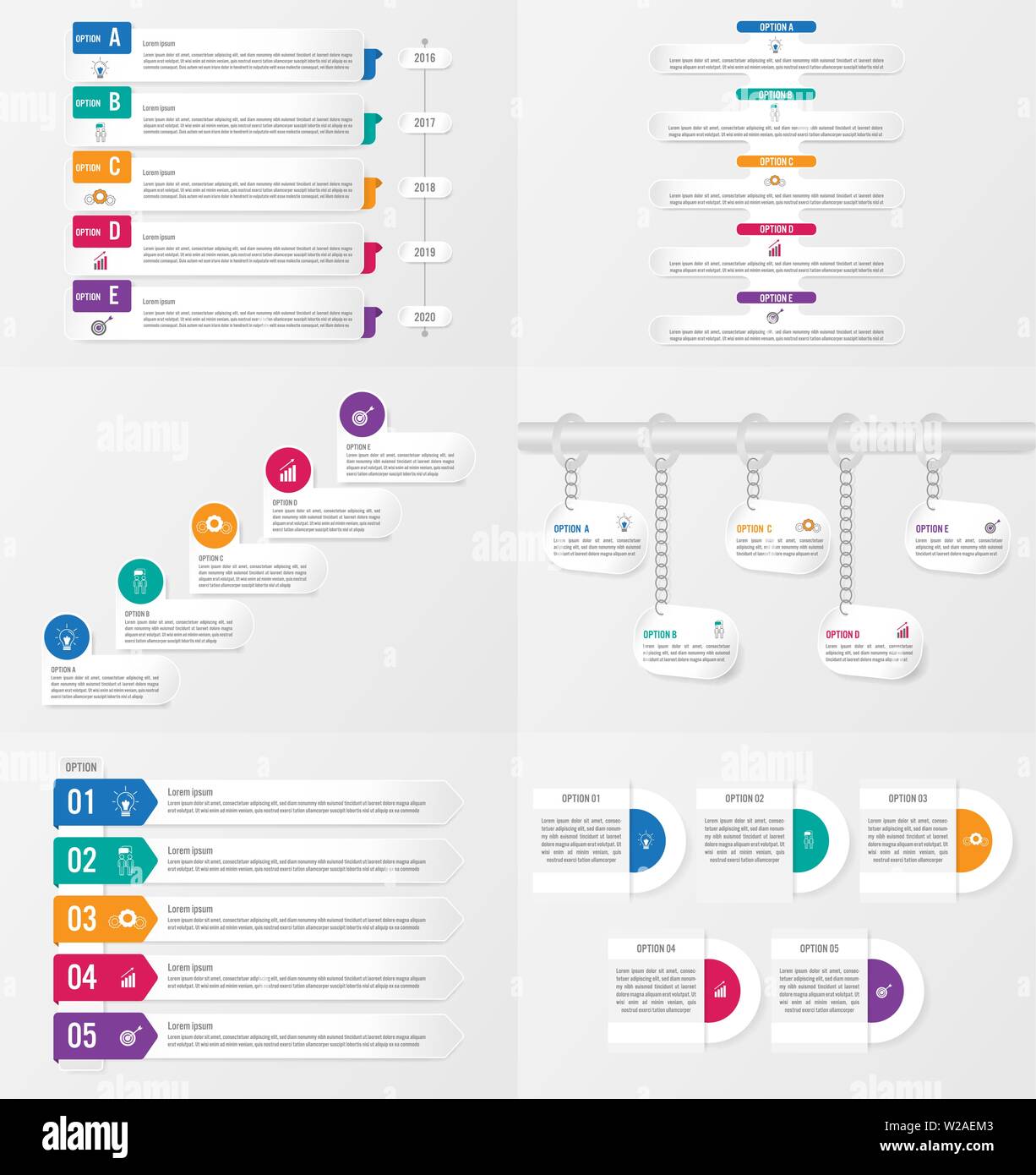 Set of infographics element template with options. Stock Vector