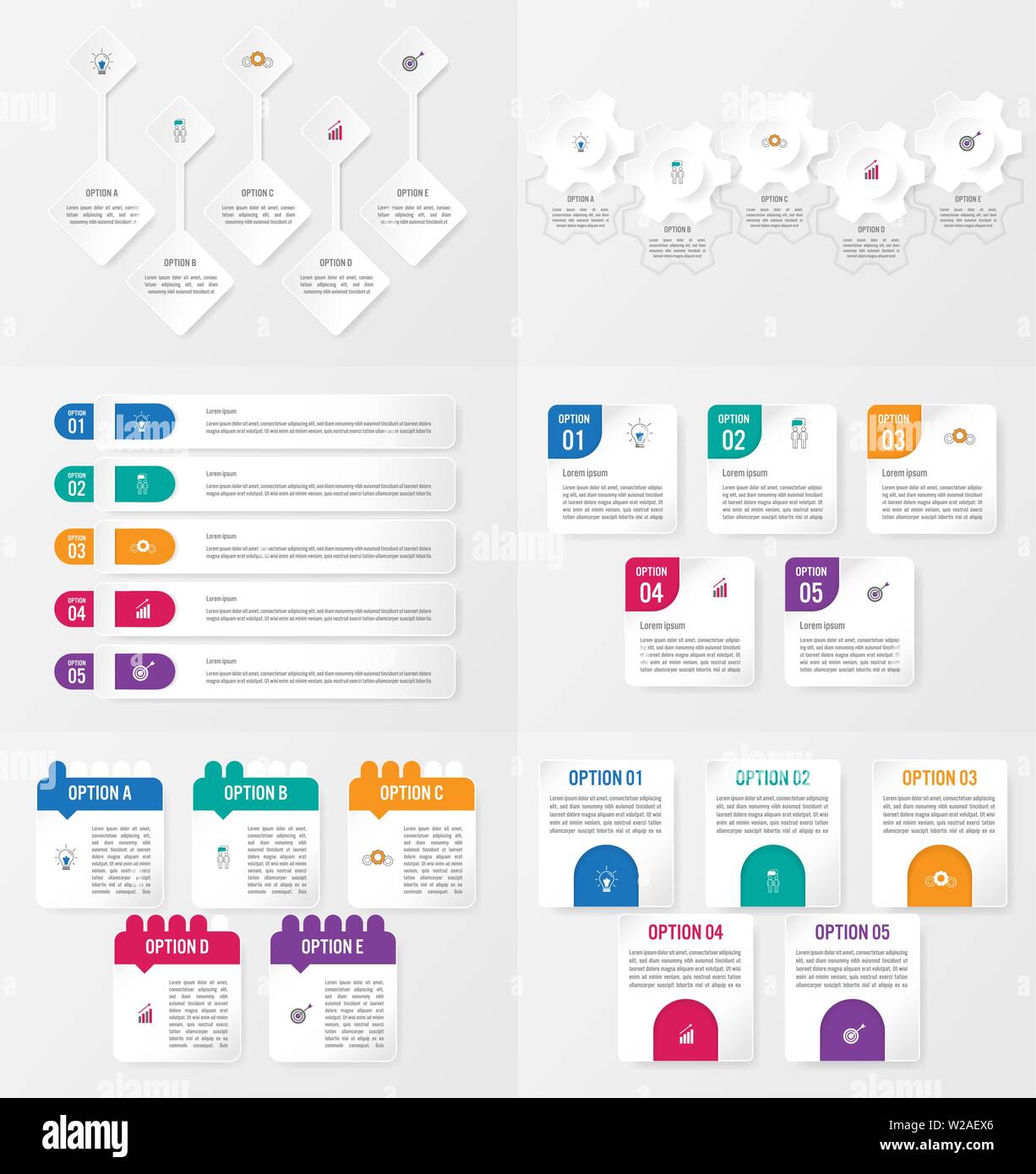 Set of infographics element template with options. Stock Vector