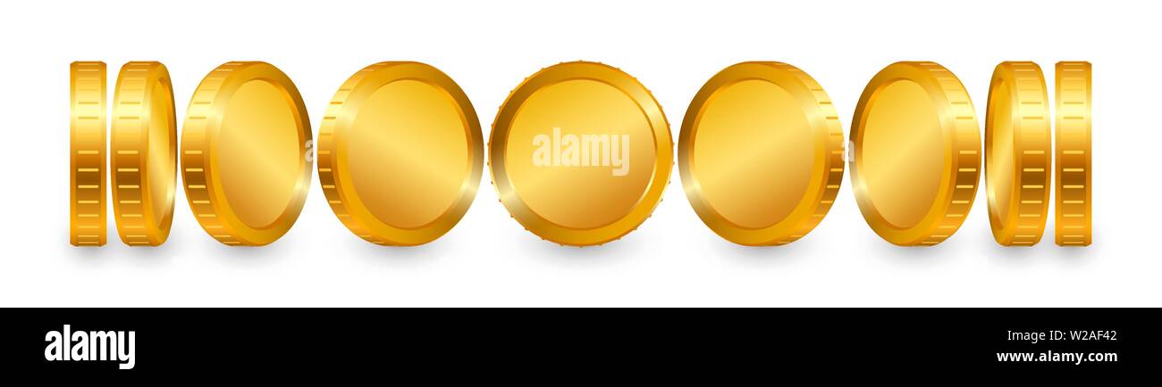 Realistic gold coins isolated on white background. Vector illustration ...