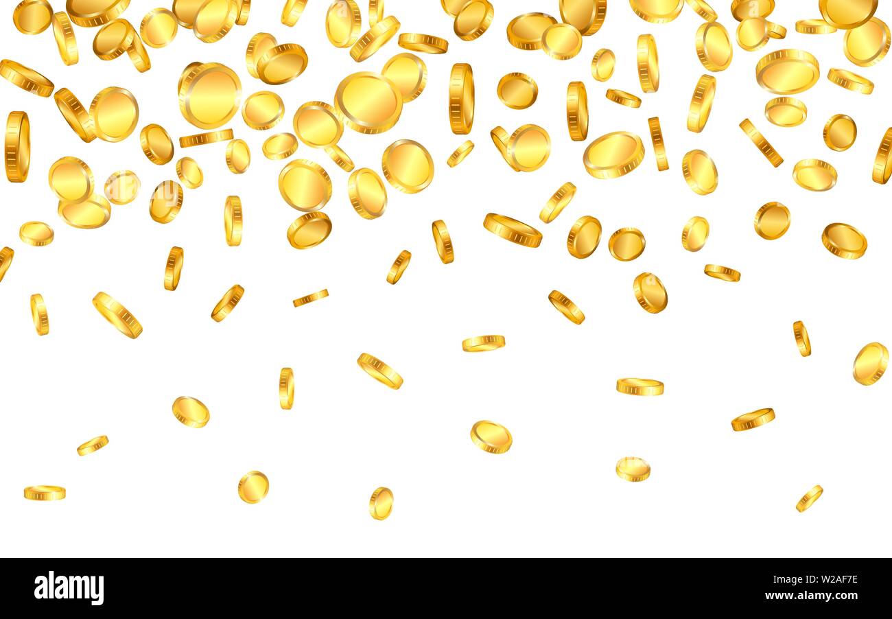 Realistic gold coins explosion isolated on transparent background ...