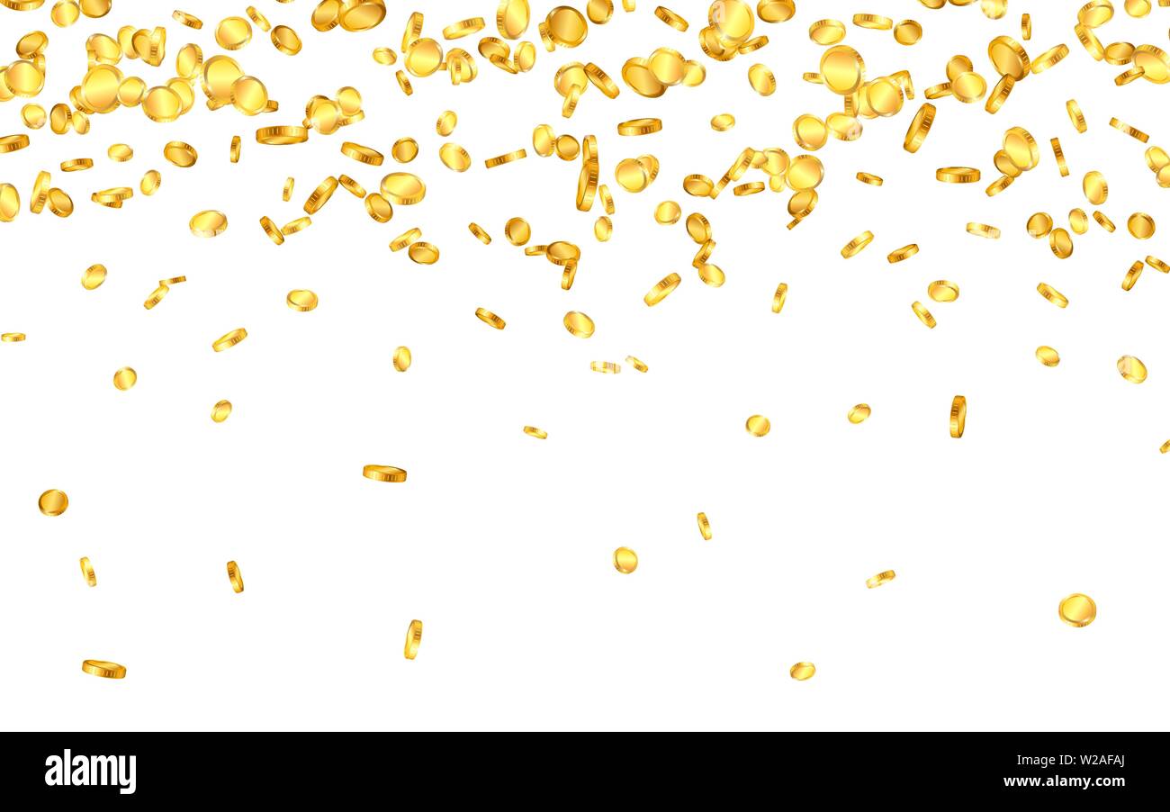Realistic gold coins explosion isolated on transparent background ...