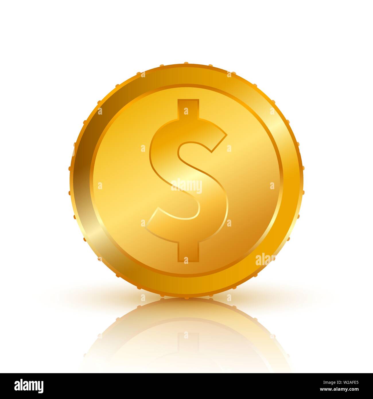 Dollar Gold coin isolated on white background. Vector illustration ...