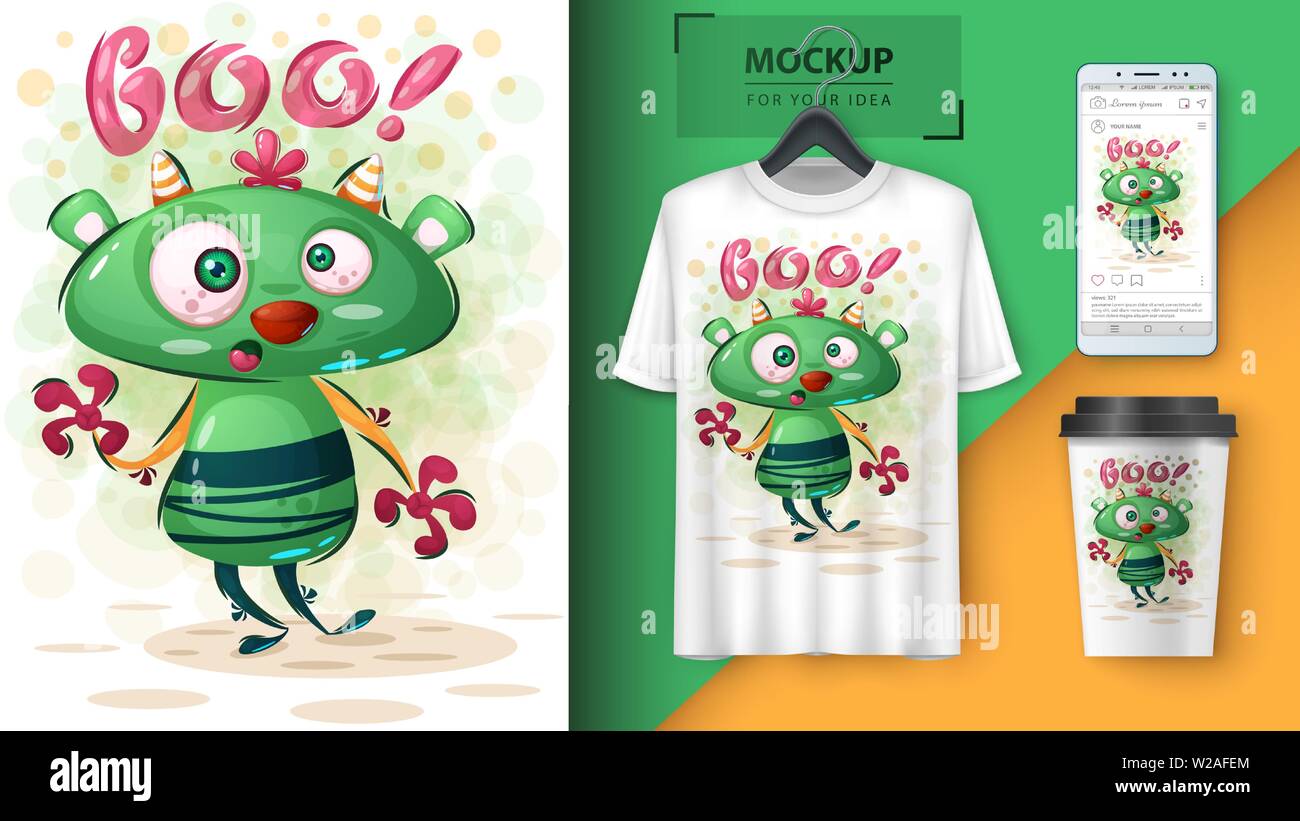Download Crazy Monster Mockup For Your Idea Stock Vector Image Art Alamy