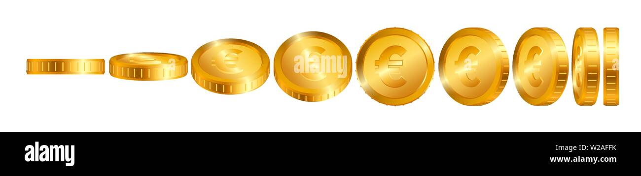Euro Gold coins isolated on white background. Vector illustration Stock ...