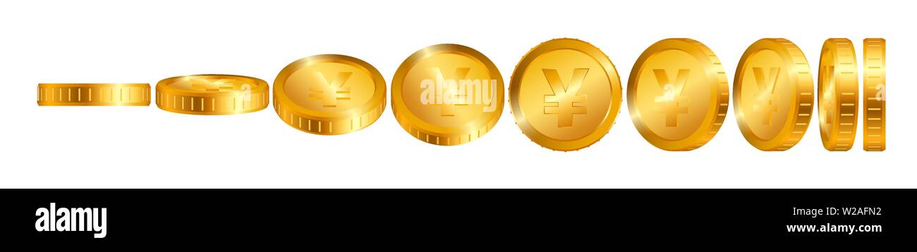 Yen Gold coins isolated on white background. Vector illustration Stock ...
