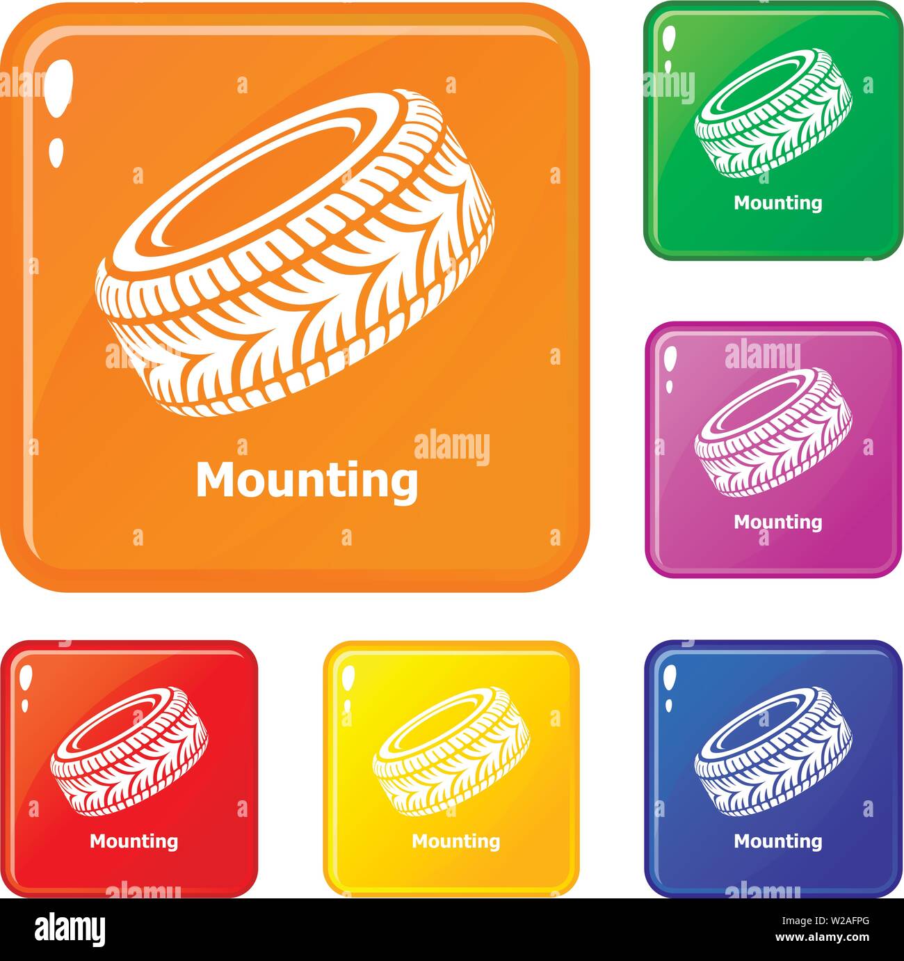 Tire icons set vector color Stock Vector