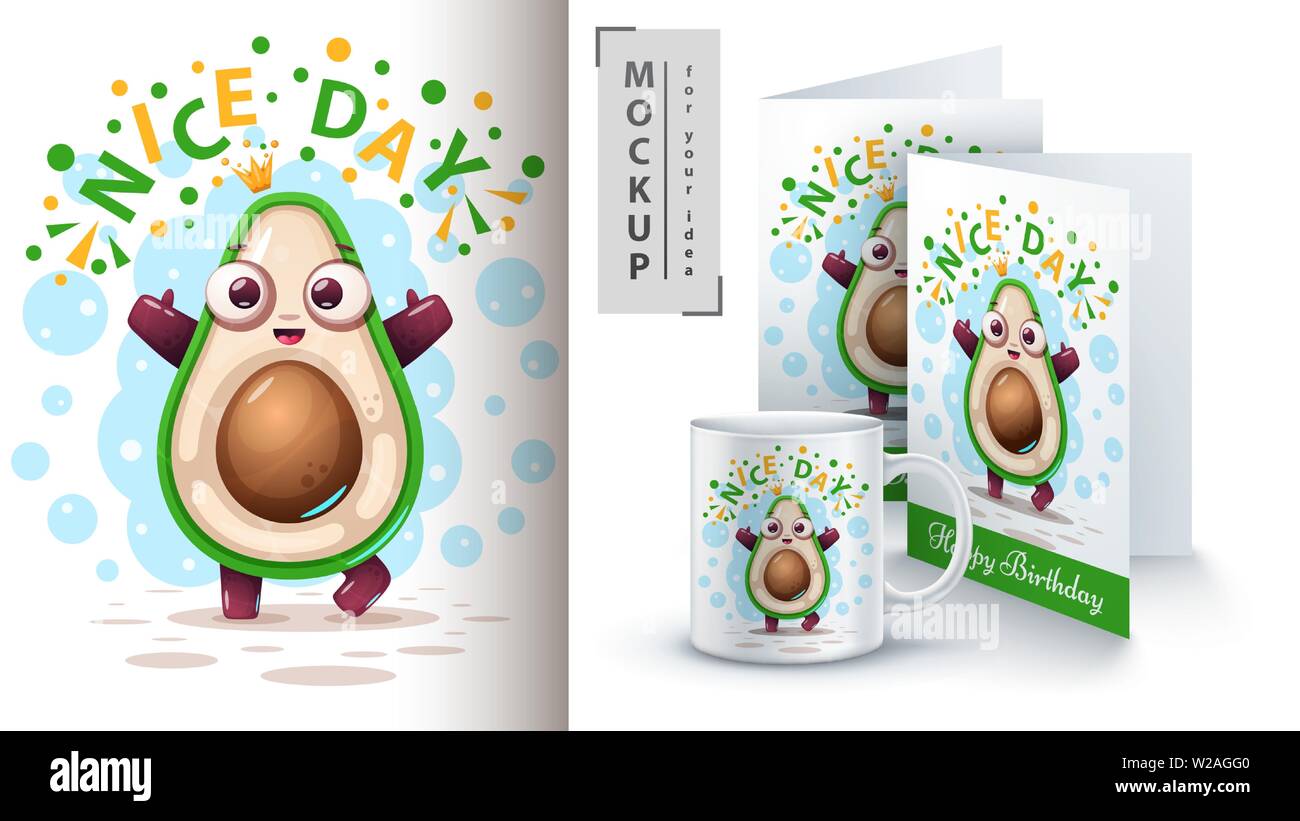 Funny avocado - mockup for your idea Stock Vector