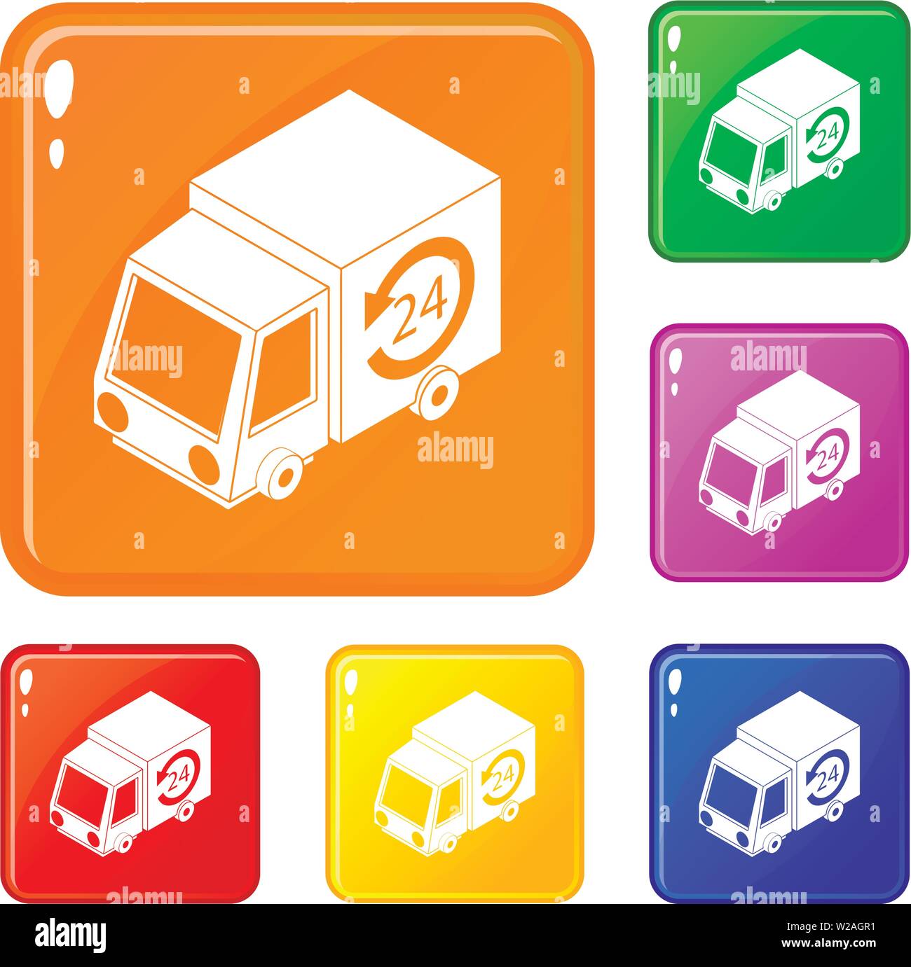 24 hour delivery icons set vector color Stock Vector