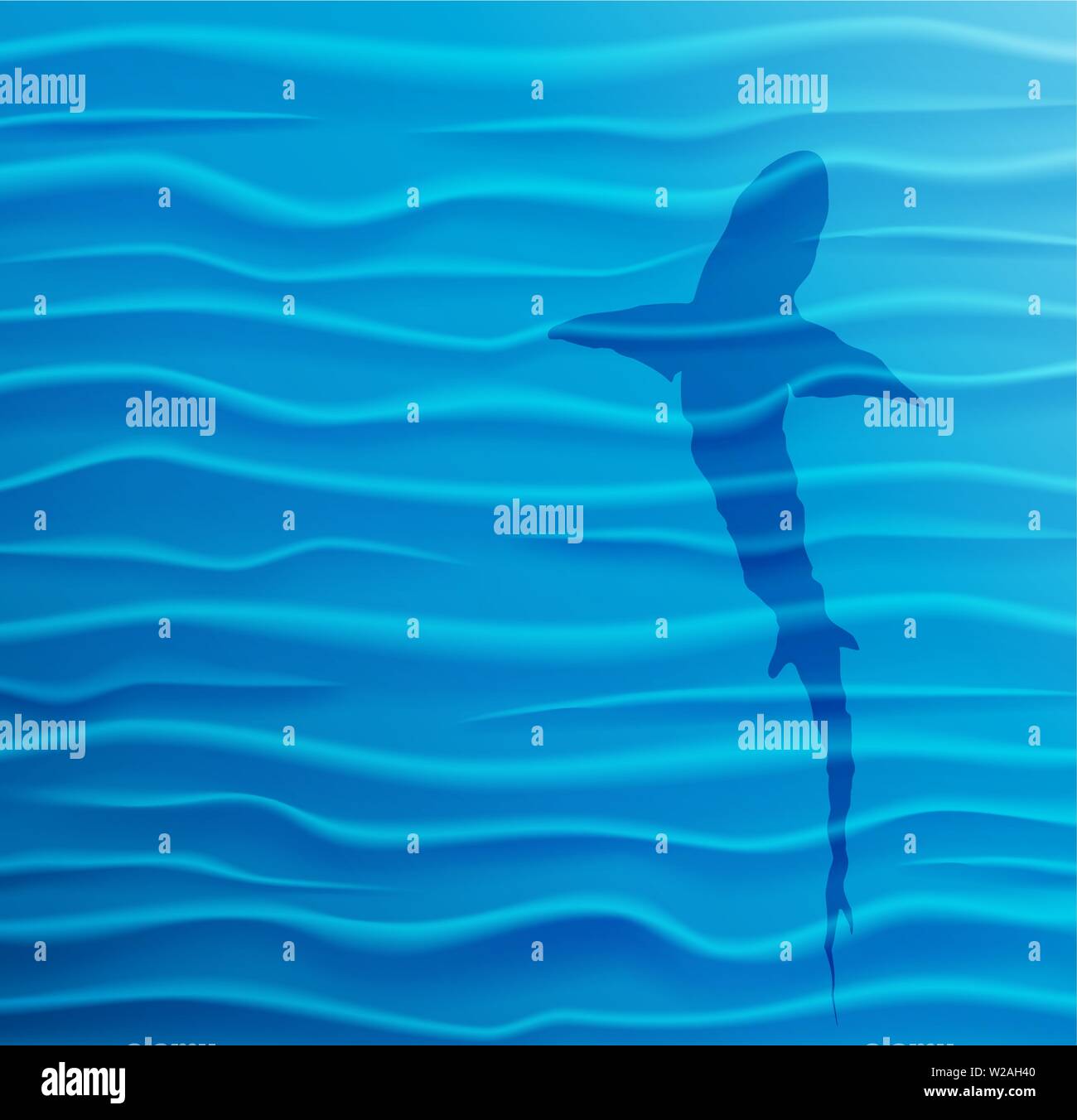 Shark silhouette in blue water. Vector eps10 Stock Vector