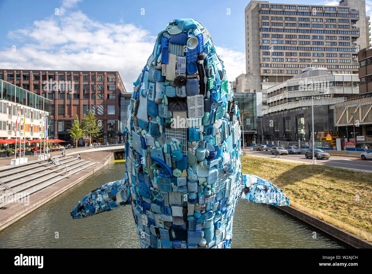 Utrecht, the Netherlands, plasticwaste whale, 11 meters high, consists