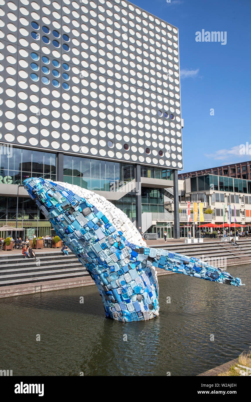 Utrecht, the Netherlands, plasticwaste whale, 11 meters high, consists