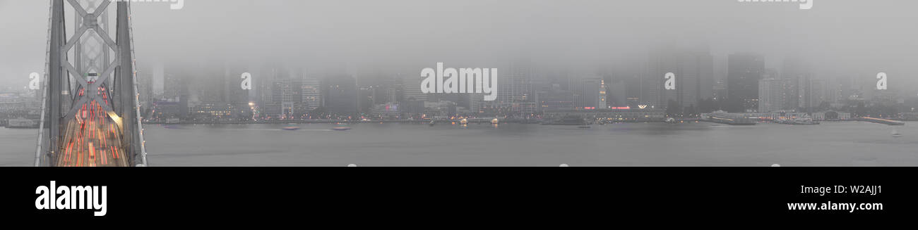 Bridge Traffic in Fog City. Stock Photo