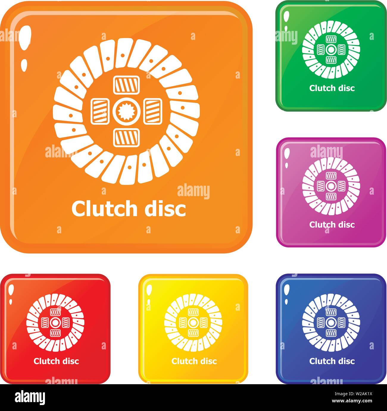 Clutch disc icons set vector color Stock Vector