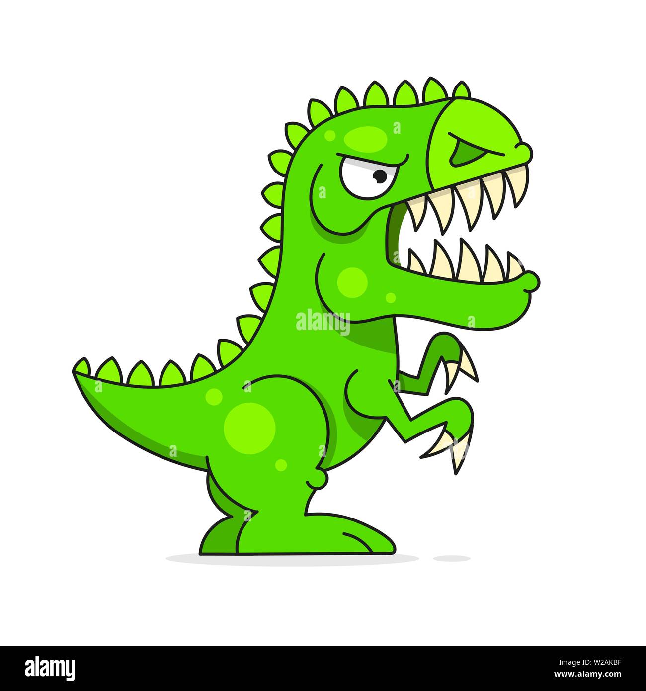 Cute Green Dinosaur Isolated On White Background. Funny Cartoon ...