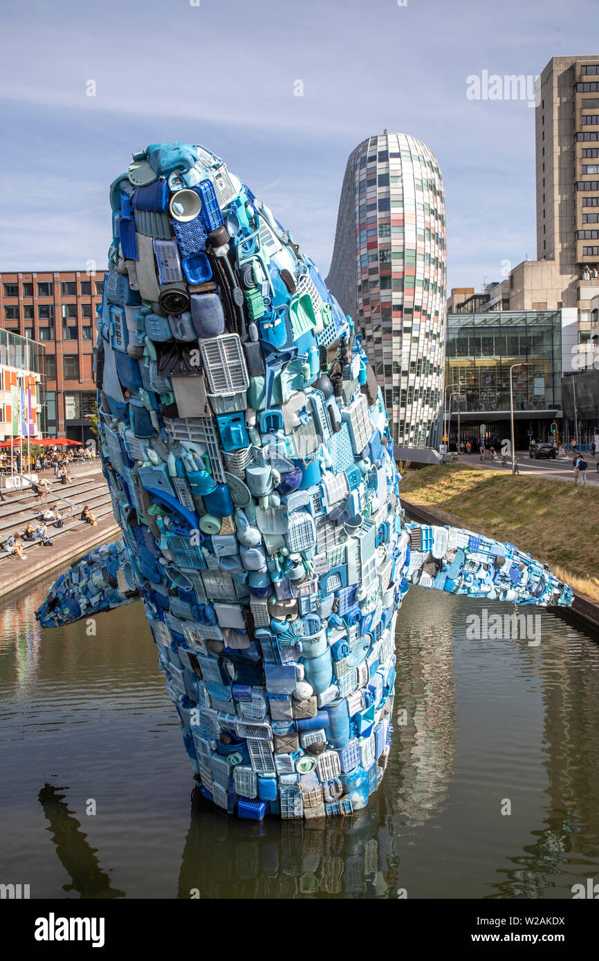 Utrecht, the Netherlands, plasticwaste whale, 11 meters high, consists