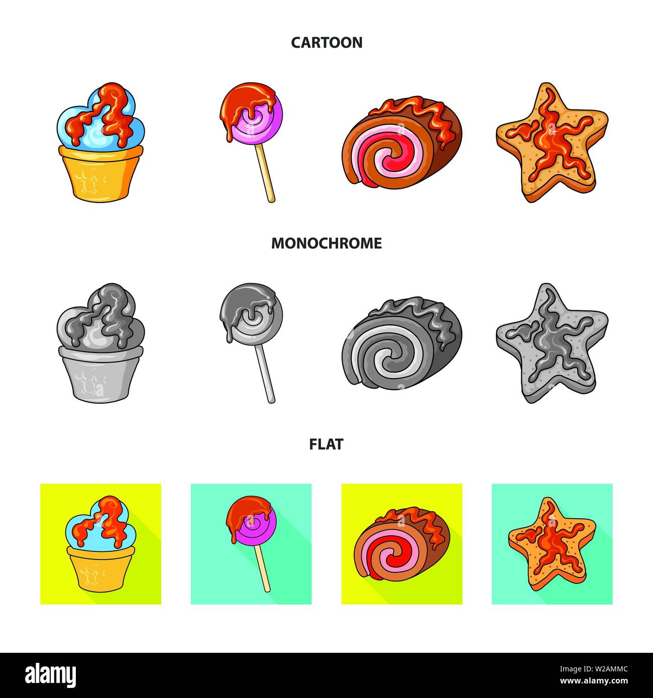 Isolated object of confectionery and culinary icon. Set of ...