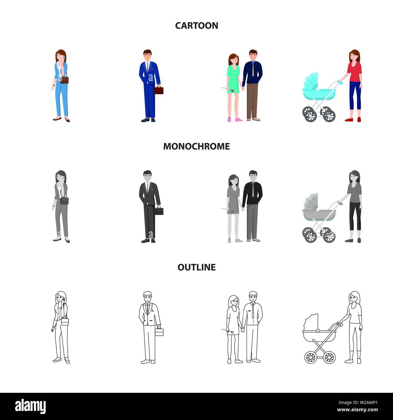 Isolated object of character and avatar symbol. Set of character and ...