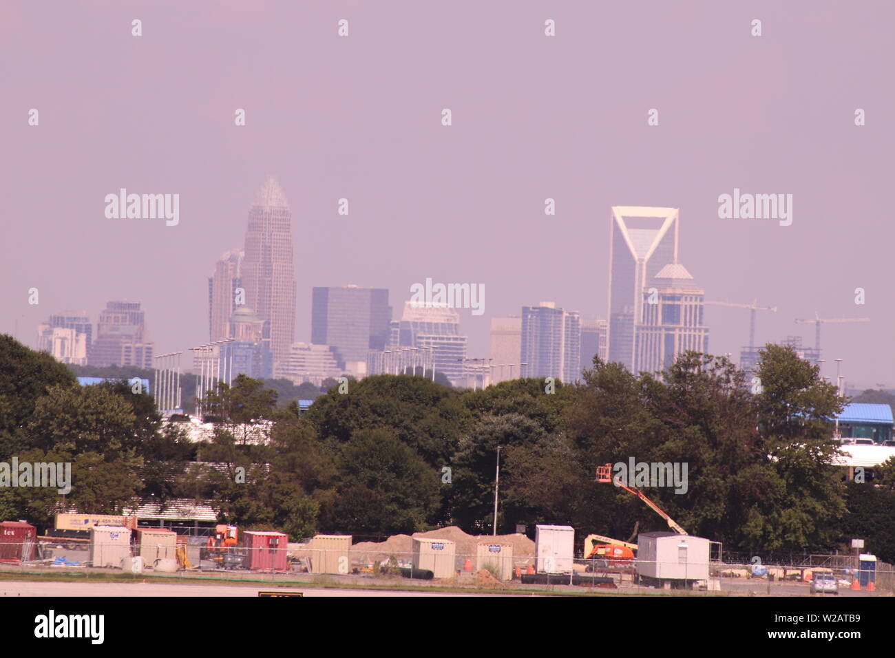 Uptown Charlotte, NC from CLT airport. Stock Photo