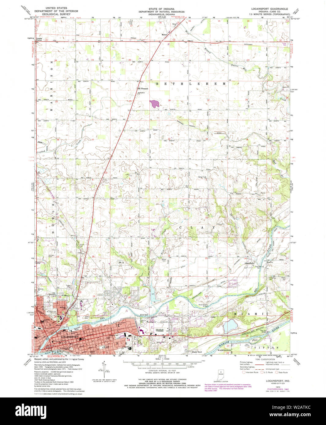 USGS TOPO Map Indiana IN Logansport 156053 1972 24000 Restoration Stock Photo