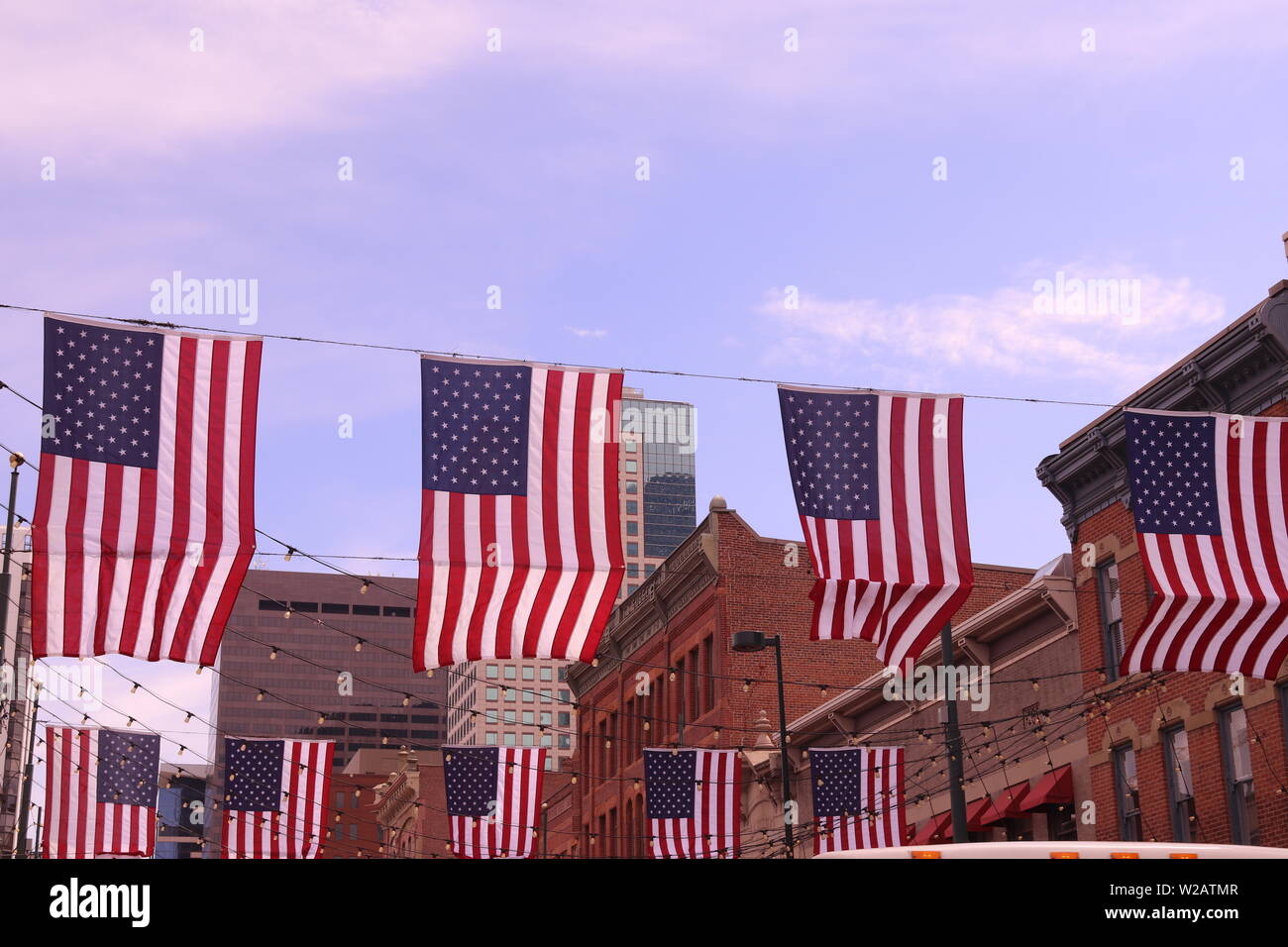 American Flags in Downtown Denver, Colorado Stock Photo