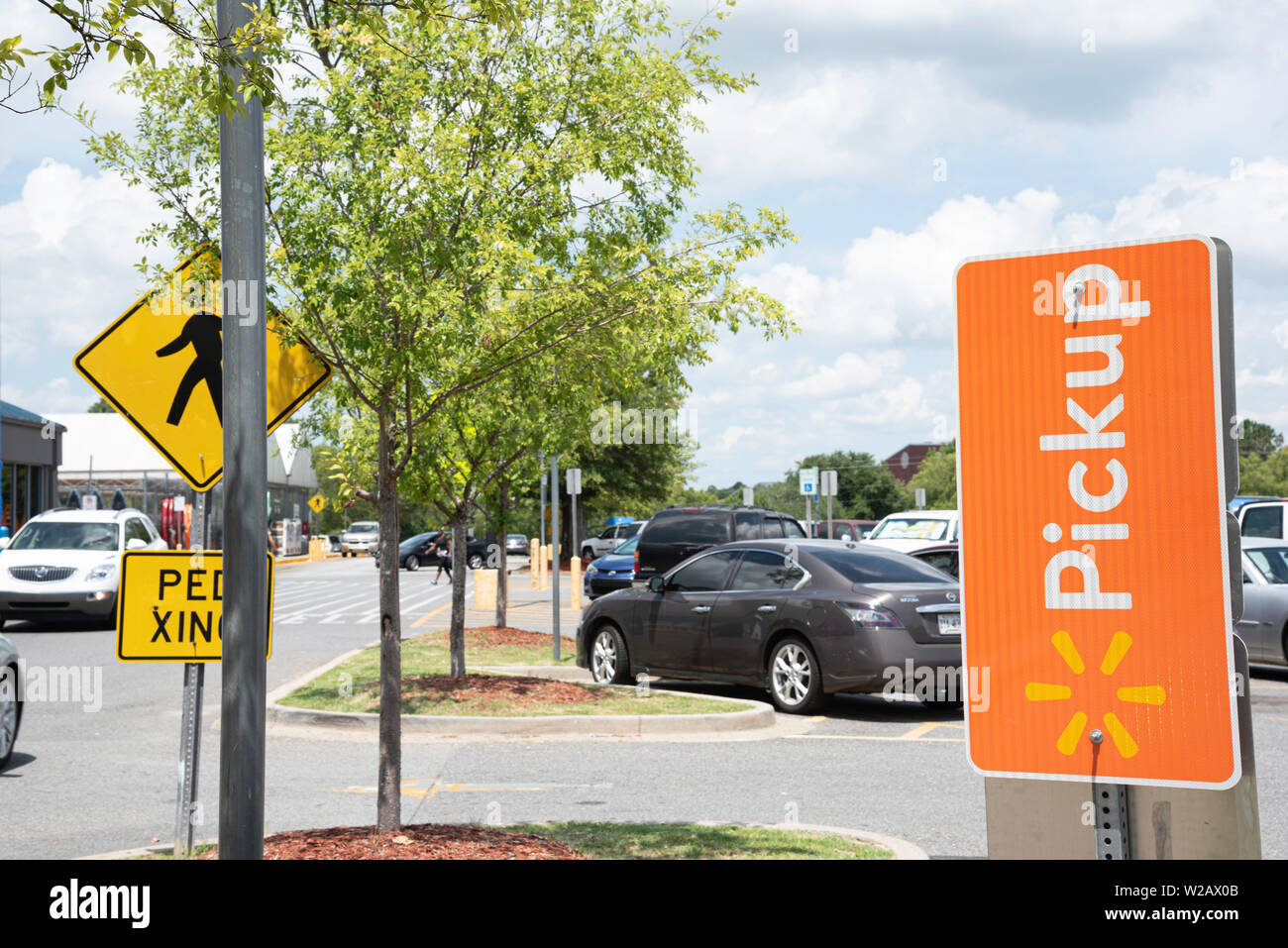 Vidalia, / USA May 28, 2019 The reserved spots for Walmart's