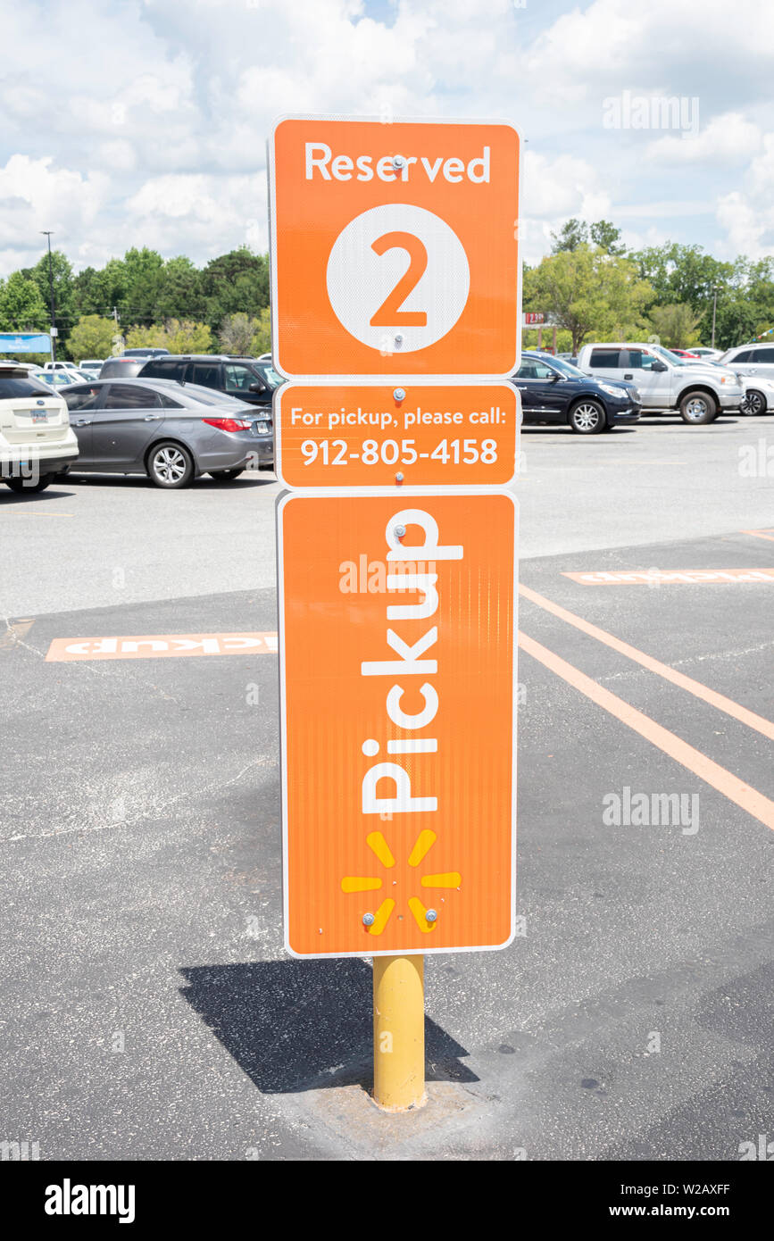 Vidalia, / USA May 28, 2019 The reserved spots for Walmart's