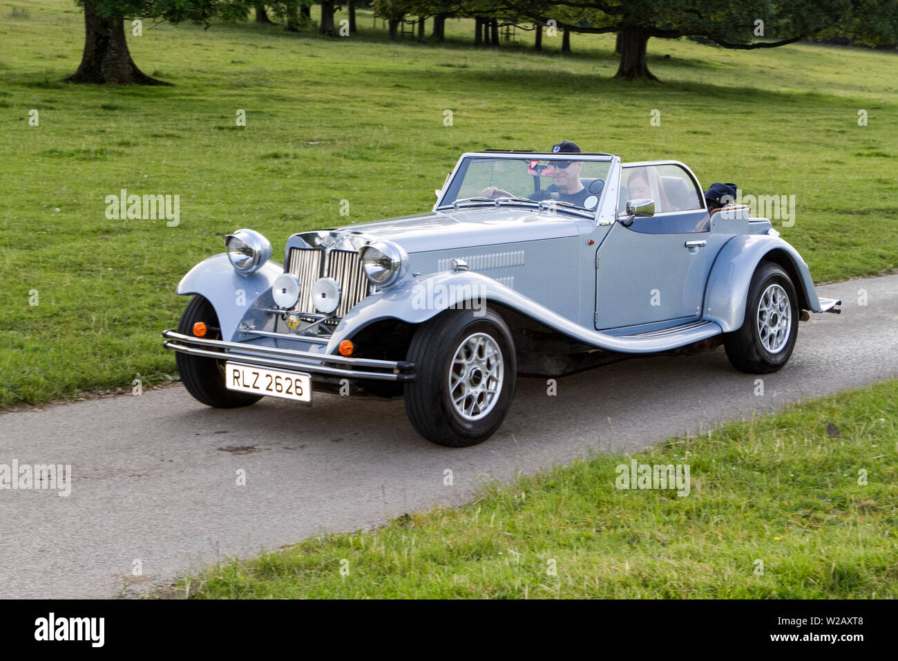 Motoring classics, historics, vintage motors and collectibles 2019; Leighton Hall transport show, collection of cars & veteran vehicles of yesteryear. Stock Photo