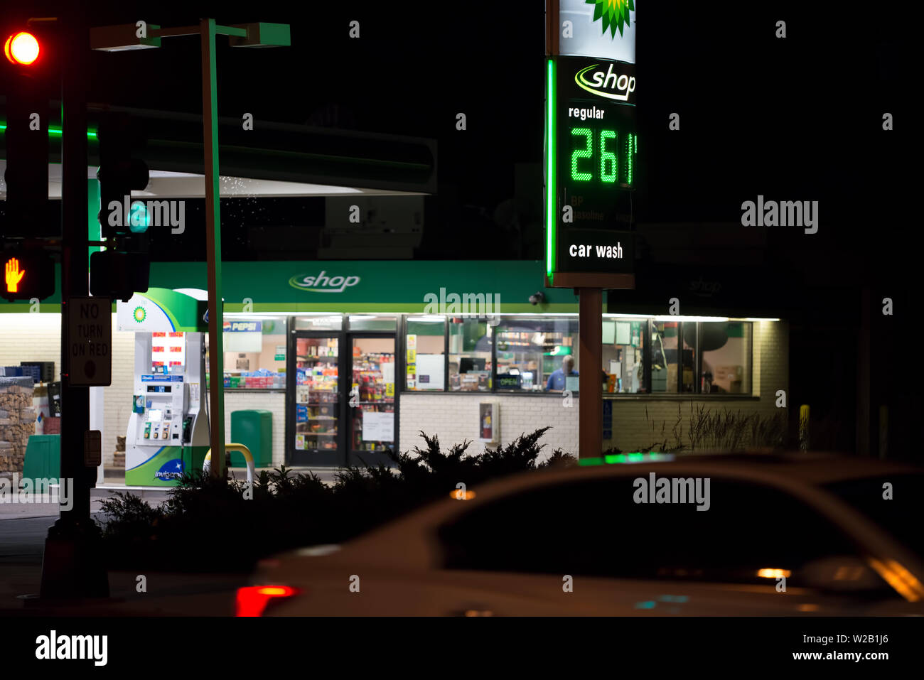 MINNEAPOLIS, MINNESOTA / USA JULY 3, 2019 BP gas station sign