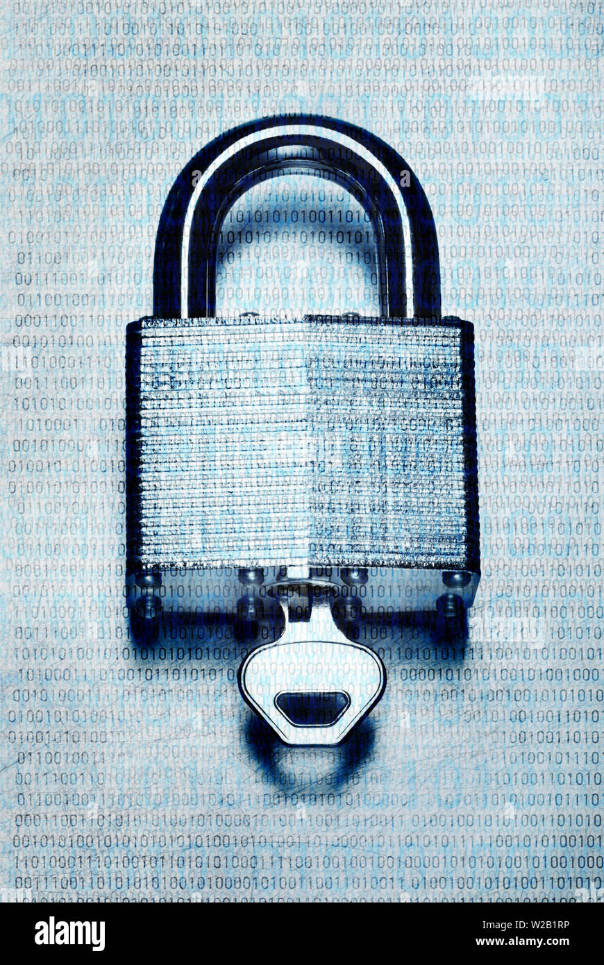 Concept digital security and encryption with binary code overlaid on ...