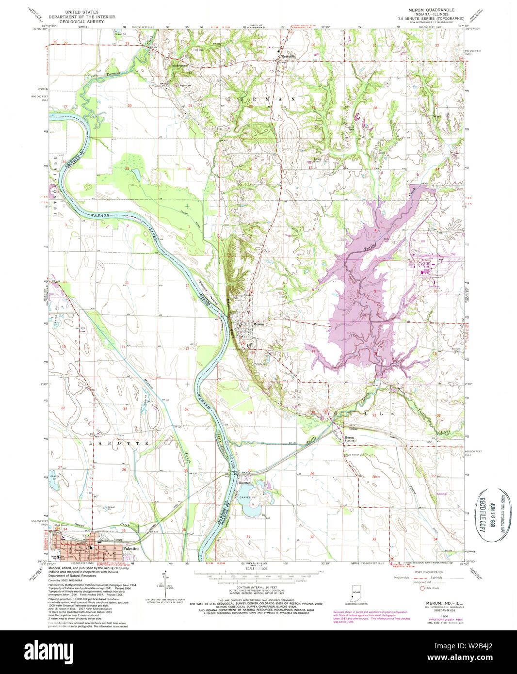 USGS TOPO Map Indiana IN Merom 155984 1966 24000 Restoration Stock Photo Alamy