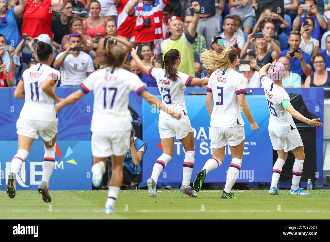 Lyon, France. 07th July, 2019. Rapinoe the United States during match against the Netherlands game valid for the Final of the Women 's Soccer World Cup in Lyon in France this Sunday, 07. Credit: Brazil Photo Press/Alamy Live News Stock Photo